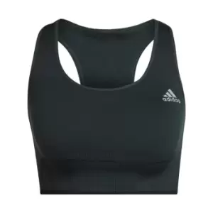 Image of adidas Running Medium-Support Seamless Merino Wool Bra Wo - Shadow Green / Black