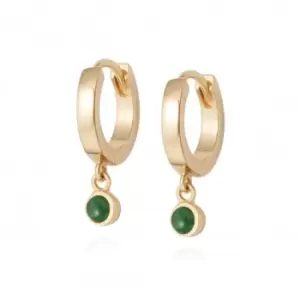 Image of Green Aventurine Healing Huggie Hoops 18ct Gold Plate Earrings HE3001_GP