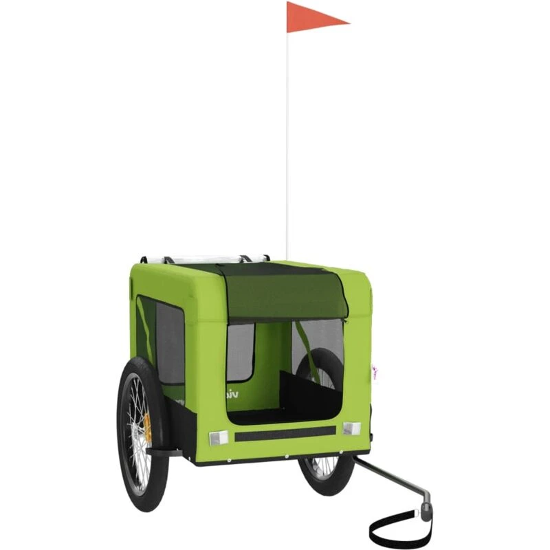 Image of vidaXL Pet Bike Trailer Green and Black Oxford Fabric and Iron, Green 93927
