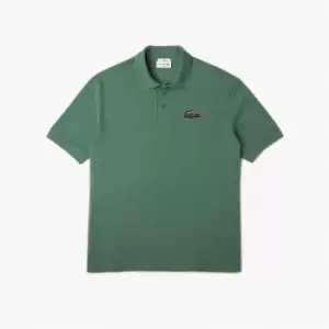 Image of LACOSTE Embroidered Crododile Polo Shirt - Green