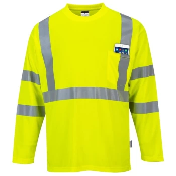 Image of S191YER4XL - sz 4XL Hi-Vis Long Sleeve Pocket T-Shirt - Yellow - Portwest