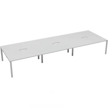 Image of 6 Person Double Bench Desk 1200X800MM Each - White/White
