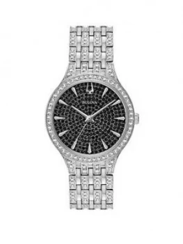 Image of Bulova Phantom Black Swovski Adorned Dial Stainless Steel And Swarovski Bracelet Watch