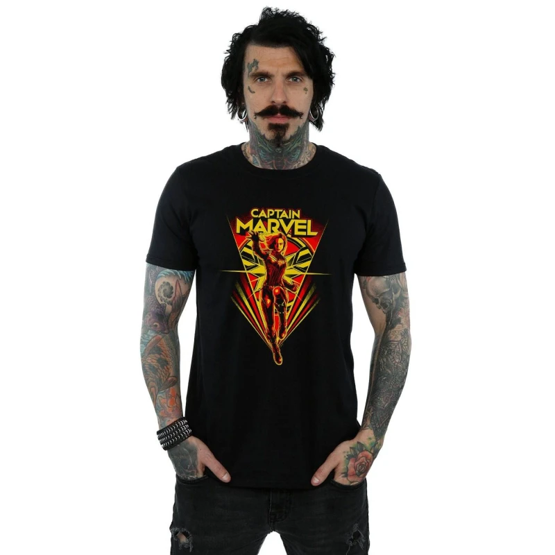 Image of Marvel Marvel Men Captain Flying V T-Shirt in Black Size: Small Black S Male 5059114202904