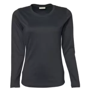 Image of Tee Jays Womens/Ladies Interlock Long Sleeve T-Shirt (L) (Dark Grey)