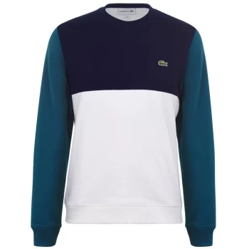 Image of Lacoste Box Colour Block Crew Sweater - Blue