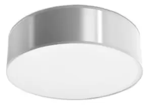 Image of Arena 2 Light Flush Round Ceiling Light Silver, E27
