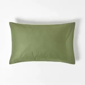 Image of Moss Green Organic Cotton Housewife Pillowcase 400 Thread Count, Standard - Moss Green - Moss Green - Homescapes