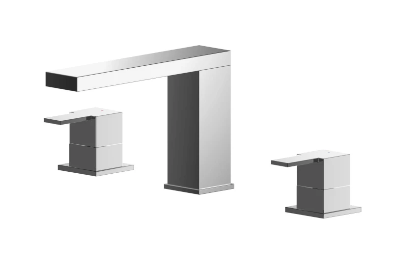 Image of Balterley Square Deck 3 Mounted Tap Hole Bath Filler Tap Chrome Silver unisex