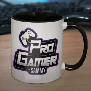 Image of Personalised Pro Gamer Black Handled Mug White