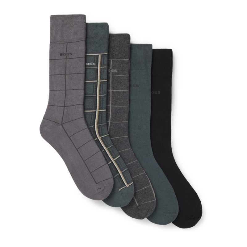Image of Boss 5 Pack Socks Green 961 male 6-11