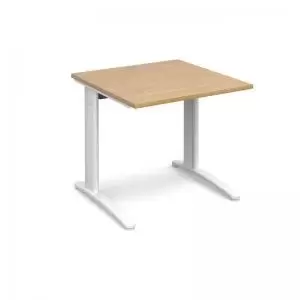 Image of TR10 straight desk 800mm x 800mm - white frame and oak top