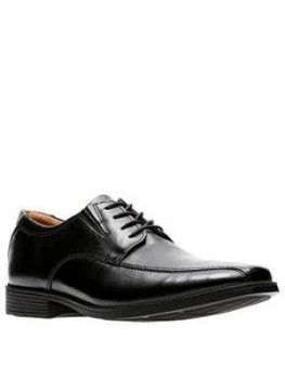 Image of Clarks Tilden Walk Shoes - Black Leather, Size 9, Men
