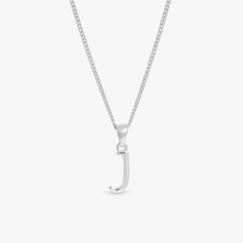 Image of Simply Silver Womens Sterling Silver 925 Initial Pendant - J Silver Female One Size