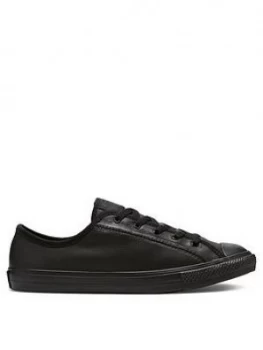 Image of Converse Chuck Taylor All Star Leather Dainty Ox Plimsolls - Black, Size 4, Women