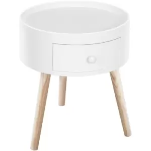 Image of Modern Round Coffee Table Wooden Side Table Living Room Wood Leg - White - Homcom