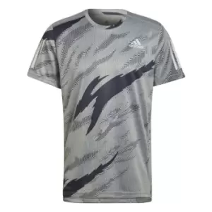 Image of adidas Own The Run Tiger Camo Running Tee Mens - Halo Silver / Shadow Navy