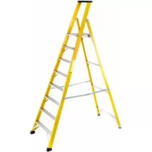 Image of Loops - 1.9m fibreglass Platform Step Ladders 8 Tread Professional Lightweight Steps