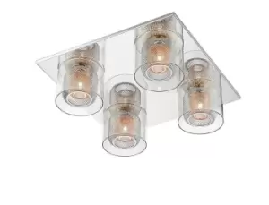 Image of Laure 4 Light Glass Chrome Flush Ceiling Light