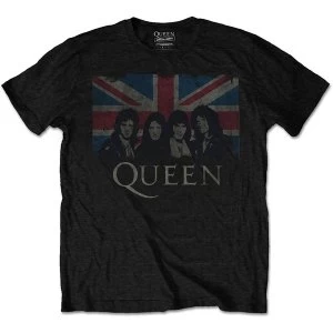 Image of Queen - Vintage Union Jack Unisex Medium T-Shirt - Black