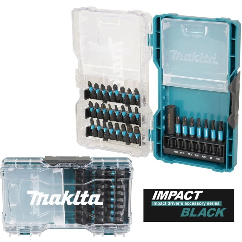 Image of Makita 32 Piece Impact Black Screwdriver Bit Set Pozi 50mm 25mm Impact Driver - Makita E-22919