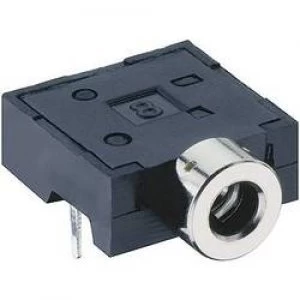 Image of 2.5mm audio jack Socket horizontal mount Number of pins 3 Stereo Black Lumberg 1501 06