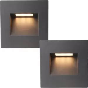 Image of 2 PACK Square Outdoor Pathway Guide Light - 1.5W Indirect CCT LED - Black Pc