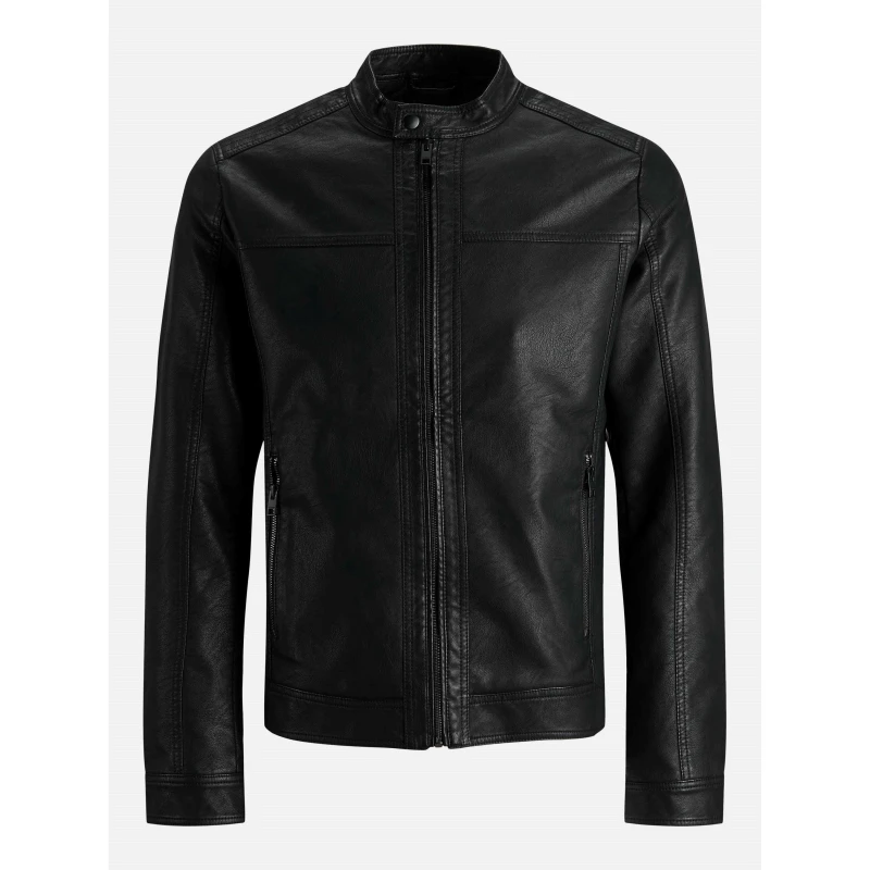 Image of Jack and Jones Mens Warner Faux Leather Jacket Black male S