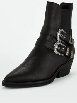 Image of Superdry Buckle Boots - Black, Size 3, Women
