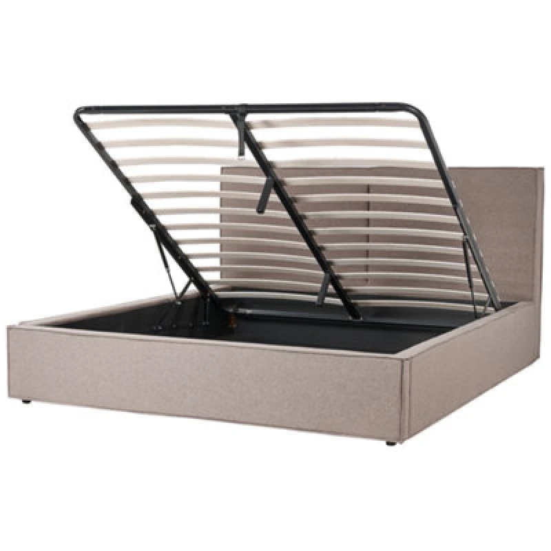 Image of Beliani Ottoman Bed Fabric Moissac 180 X 200 Cm (Eu Super King) Taupe