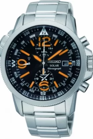 Image of Mens Seiko Alarm Chronograph Solar Powered Watch SSC077P1