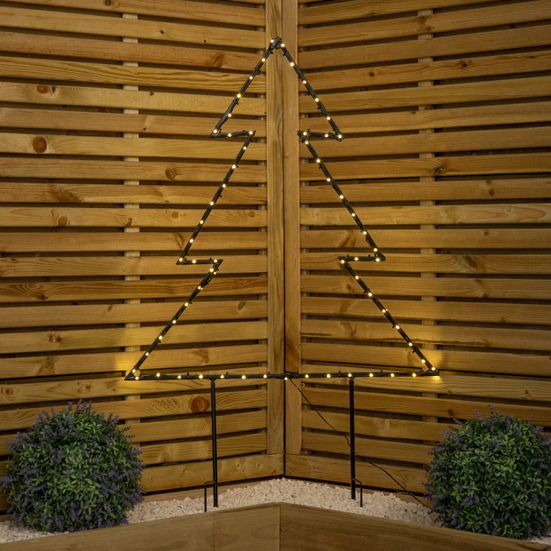 Image of 73cm x 80cm Light up Dewdrop Metal Christmas Tree with Garden Stake & Warm White LEDs