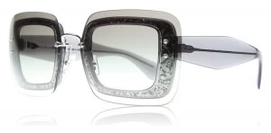Image of Miu Miu 01R Sunglasses Transparent Grey Glitter UES0A7