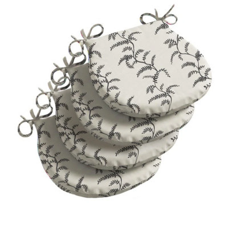 Image of Luxury Living Linen Fern Outdoor D Shaped Seat Pad in Grey Size: 4 Pack Grey Unisex 4 Pack
