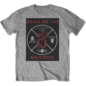 Image of Bring Me The Horizon - Heart & Symbols Unisex Large T-Shirt - Grey
