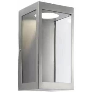 Image of Loops - IP44 Outdoor LED Wall Light Brushed Stainless Steel & Glass Lamp Modern Lantern
