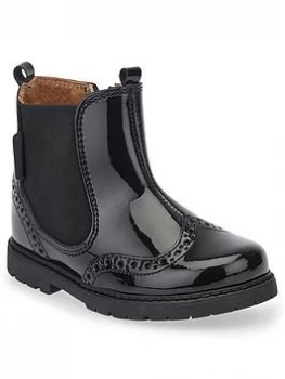 Image of Start-Rite Girls Patent Chelsea Boots - Black Patent