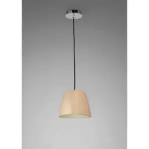 Image of Triangle Small pendant light 1 E27 bulb, beech/polished chrome