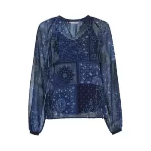 Image of Tommy Hilfiger Paisley V-Nk Blouse Brac Slv - Blue