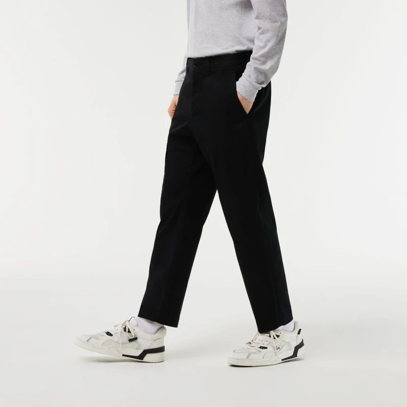 Image of Lacoste Stretch Cotton Tapered Chinos Black male 30R