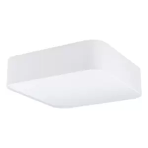 Image of Flush Ceiling Light Colour White Shade White Fabric Plastic Bulb E27 5x25W