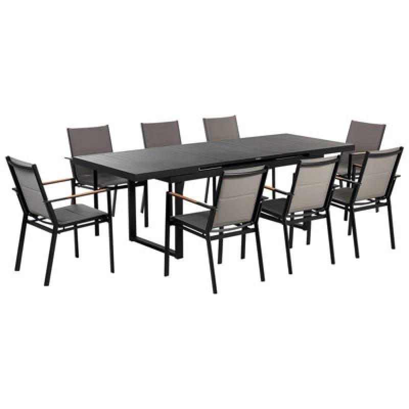 Image of Beliani Garden Dining Set 8 Seater Valcanetto/busseto Metal Black