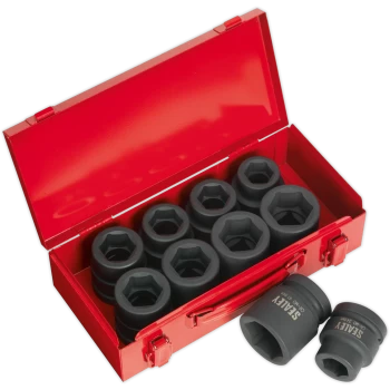Image of Sealey 11 Piece 1" Drive Hexagon Impact Socket Set Metric and Imperial 1"