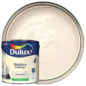 Image of Dulux Walls & Ceilings Ivory Lace Silk Emulsion Paint 2.5L