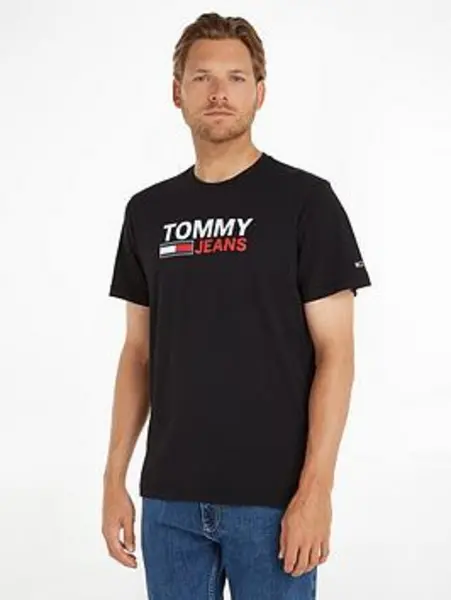 Image of Tommy Jeans Reg Corporate Logo T-Shirt - Black