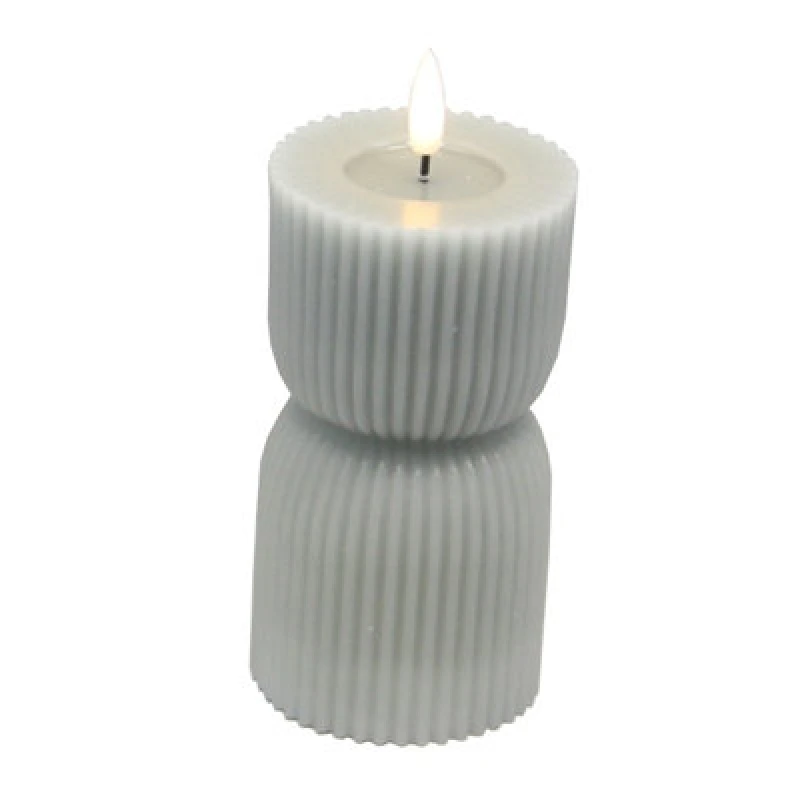 Image of Luxe Collection Natural Glow 2.75X6 Grey Carved LED Candle