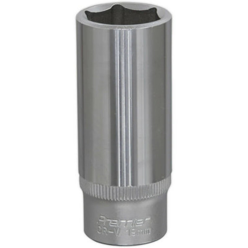 Image of Loops 19mm Forged Steel Deep Drive Socket - 3/8" Square Drive - Chrome Vanadium Socket Metallics