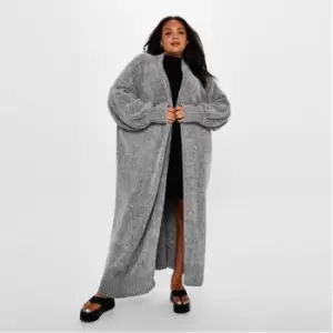 Image of Missguided Plus Size Chenille Knit Maxi Cardigan - Grey