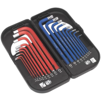 Image of Sealey 18 Piece Anti Slip Long Torx and Hexagon Allen Key Set