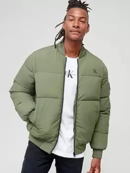 Image of Calvin Klein Jeans Commercial Bomber Jacket - Green , Green, Size S, Men